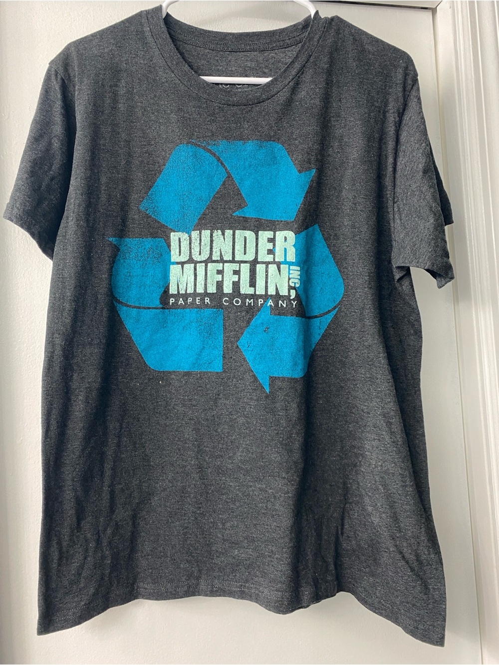 The Office Dunder Mifflin Paper Company Graphic Tee - Charcoal with Blue Logo